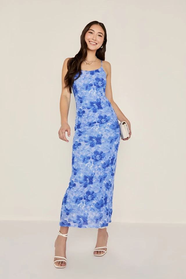 francesca's maxi dress For Love & Lemons and dreamy tulle tiers Francesca's Floral Blue Maxi Dress
