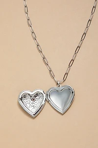 Nina Silver Heart Locket Necklace