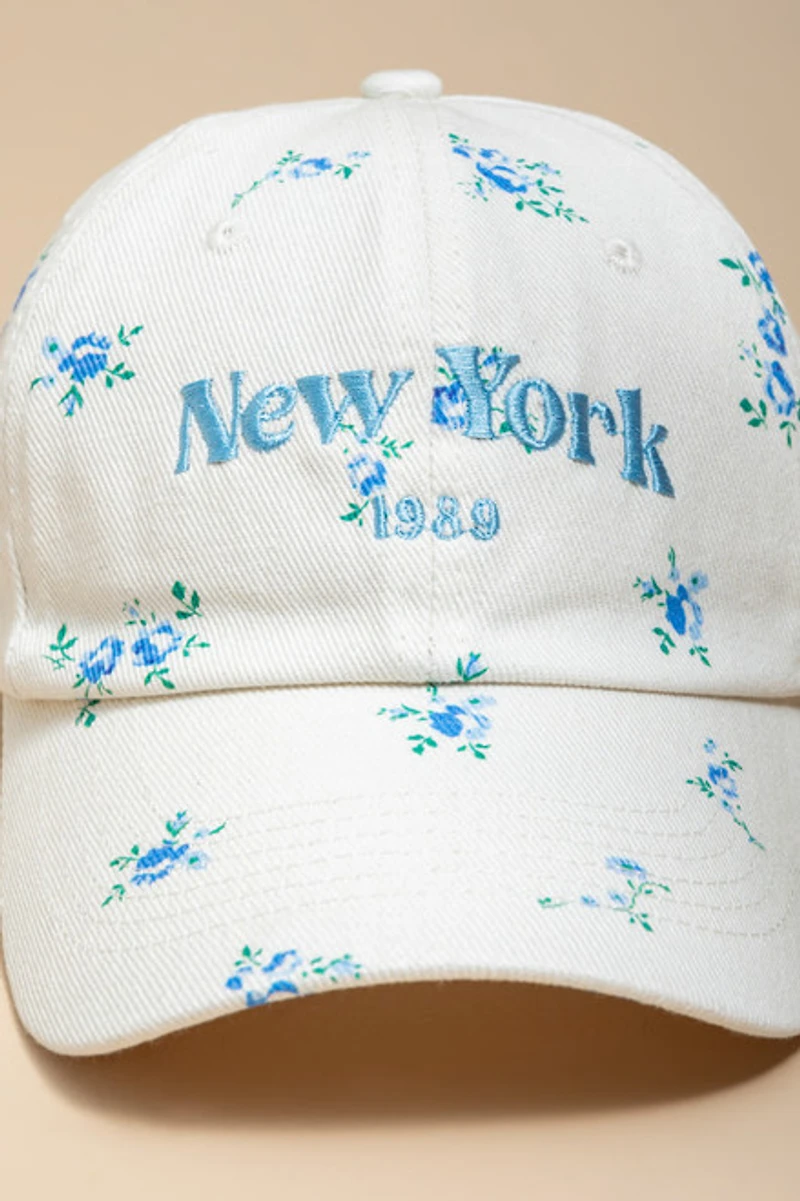 New York 1989 Floral Baseball Hat