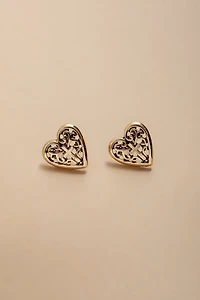 Sandra Embossed Gold Stud Earrings