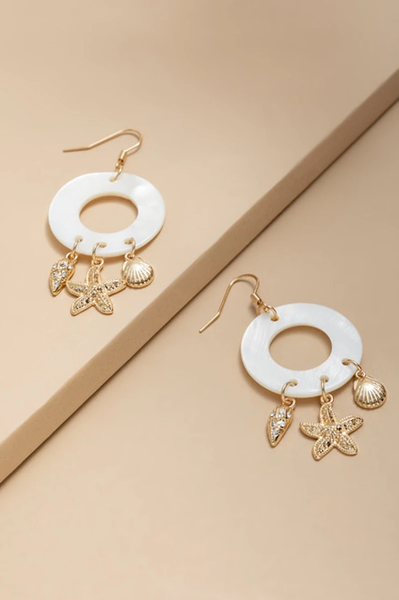 Alice Circle Charm Drop Earrings