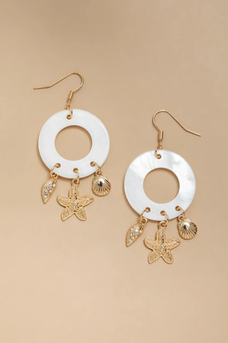Alice Circle Charm Drop Earrings