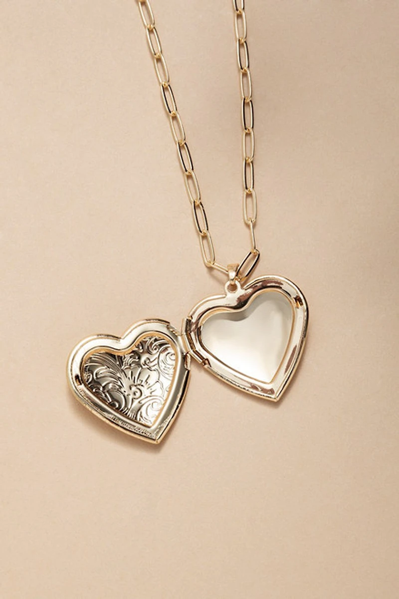 Nina Gold Heart Locket Necklace