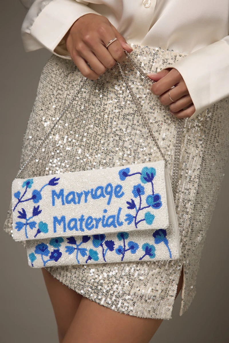 Marriage Material Beaded Clutch Bag