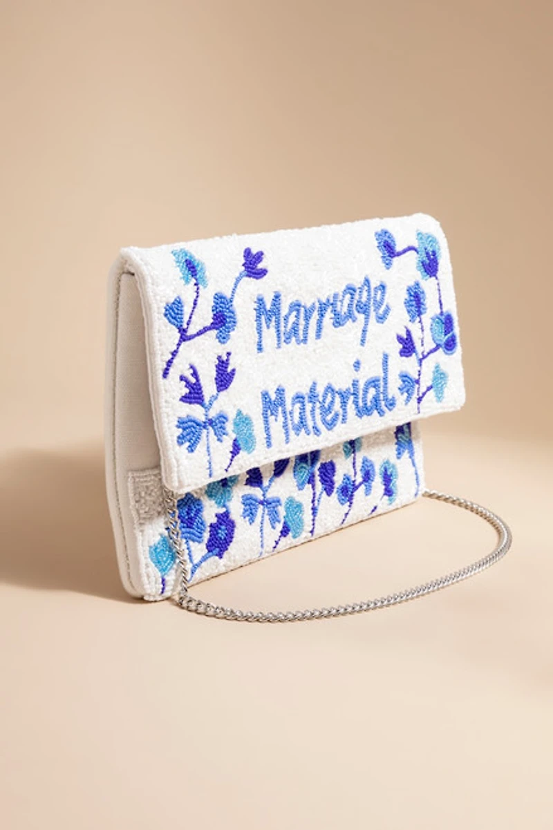Marriage Material Beaded Clutch Bag