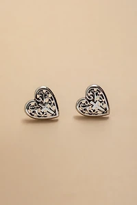 Sandra Embossed Silver Stud Earrings