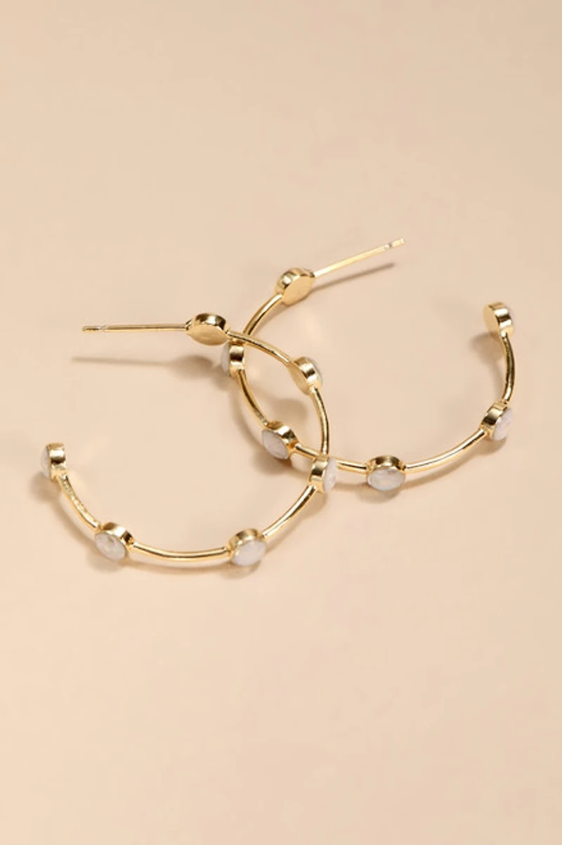 Faith Opal Station Hoop Earrings