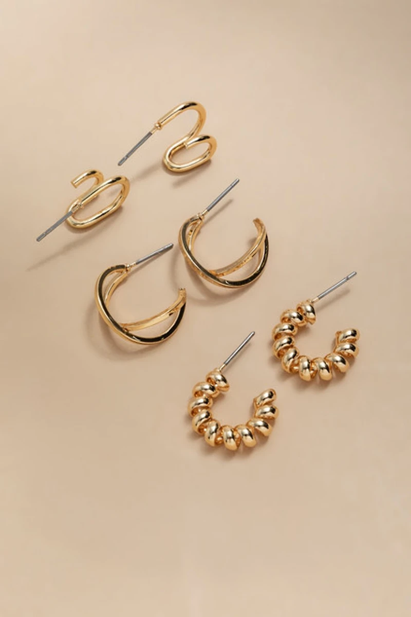 Holly Looped Gold Earring Set