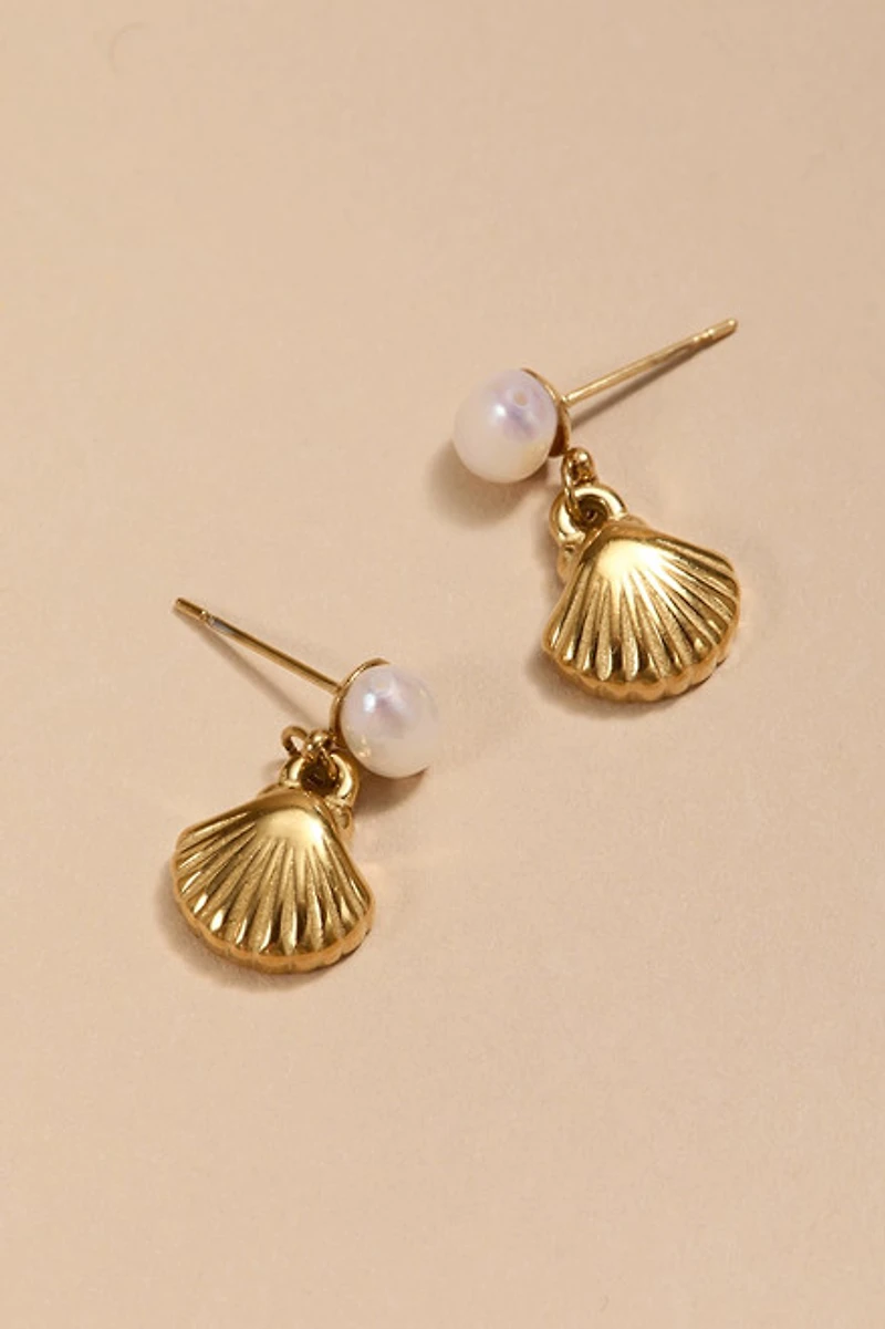 Alison Stainless Steel Pearl Drop Earrings