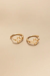 Mindy Open Cross Huggie Earrings