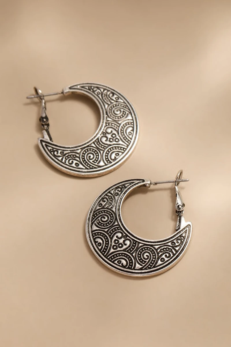 Darcy Embossed Western Hoop Earrings