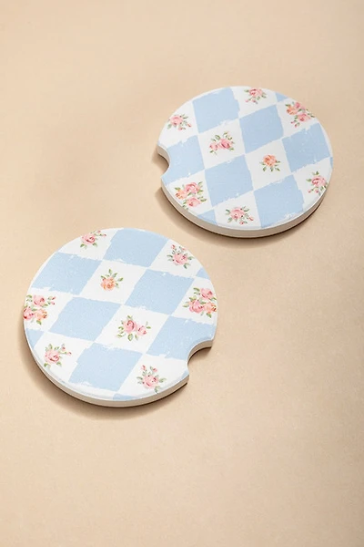 Floral Diamond Car Coaster Set
