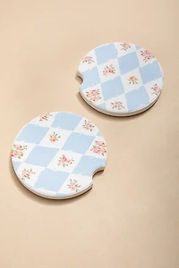 Floral Diamond Car Coaster Set