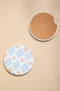Floral Diamond Car Coaster Set