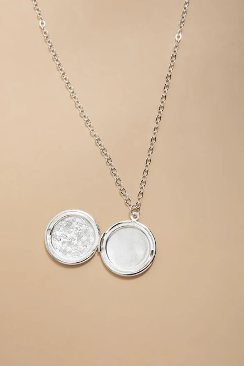 Jodie Silver Locket Pendant Necklace