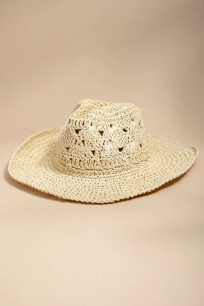 Jenna Crochet Straw Cowboy Hat