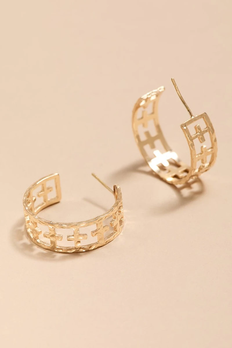 Alicia Cross Hoop Earrings