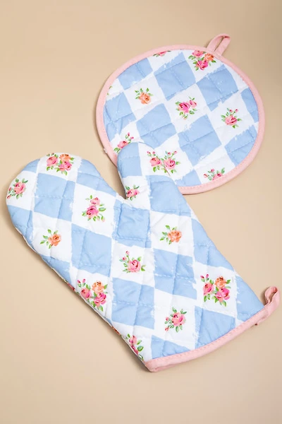 Harlequin Rose Pot Holder Set