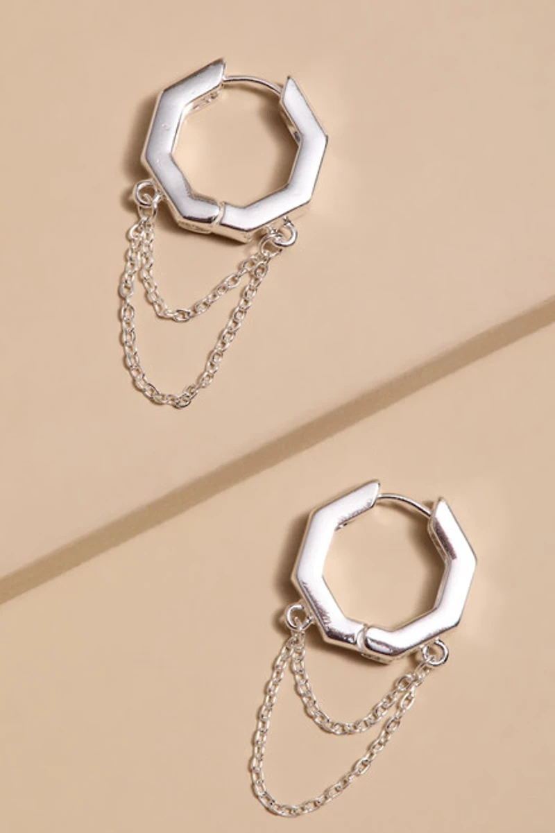 Cheryl Hexagon Huggie Hoop Earrings