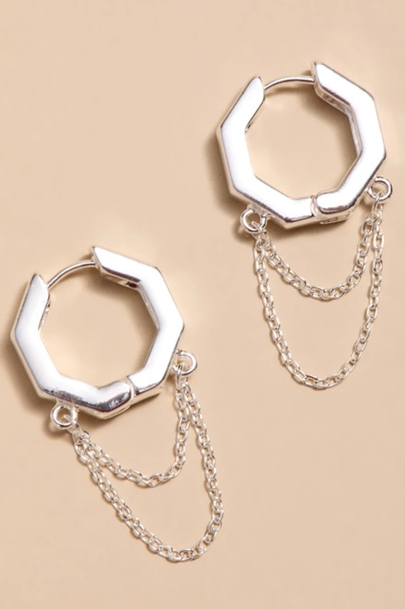 Cheryl Hexagon Huggie Hoop Earrings