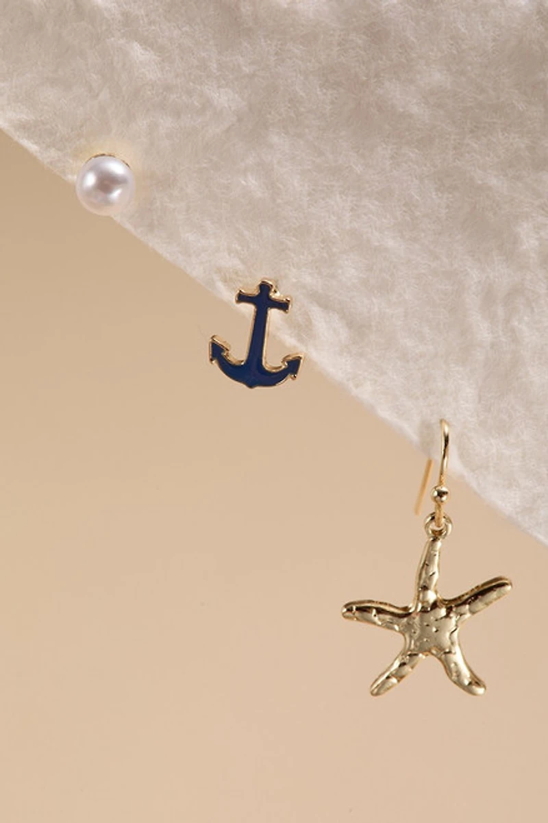 Liza Anchor Mixed Earring Set