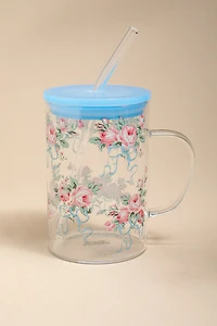 Floral Bow Glass Mug