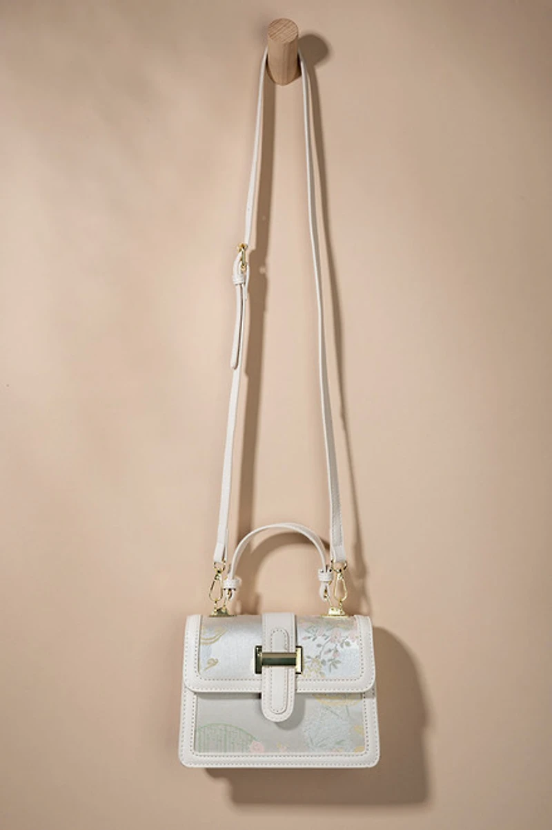 Dorothy Satin Floral Pattern Satchel Bag