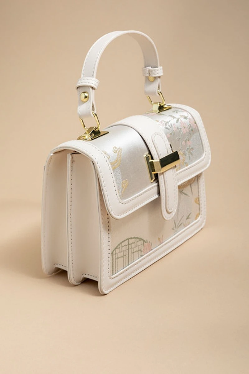 Dorothy Satin Floral Pattern Satchel Bag