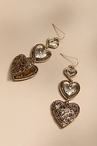 Ellen Embossed Heart Locket Earrings