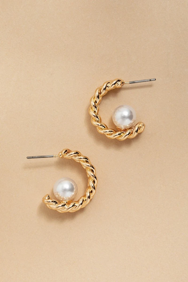 Eleanor Pearl Rope Hoop Earrings
