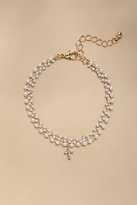 Eve Dainty Pearl Cross Bracelet
