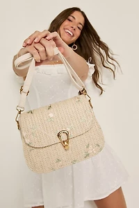Dianne Floral Straw Crossbody Bag