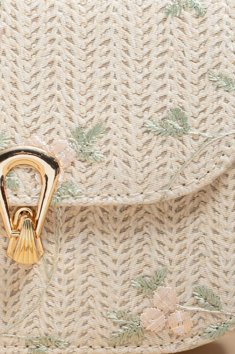 Dianne Floral Straw Crossbody Bag