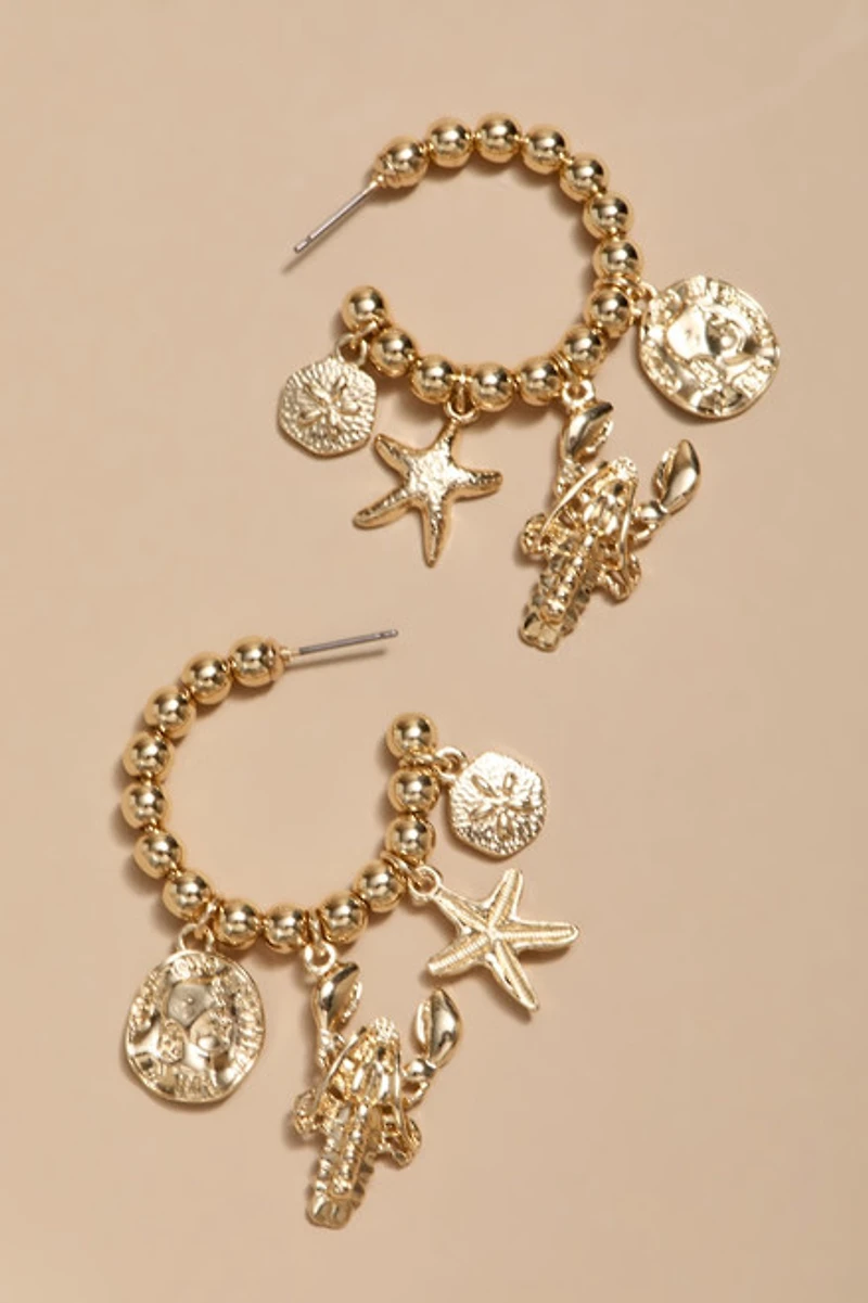 Candice Gold Bead Charm Earrings