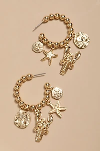 Candice Gold Bead Charm Earrings