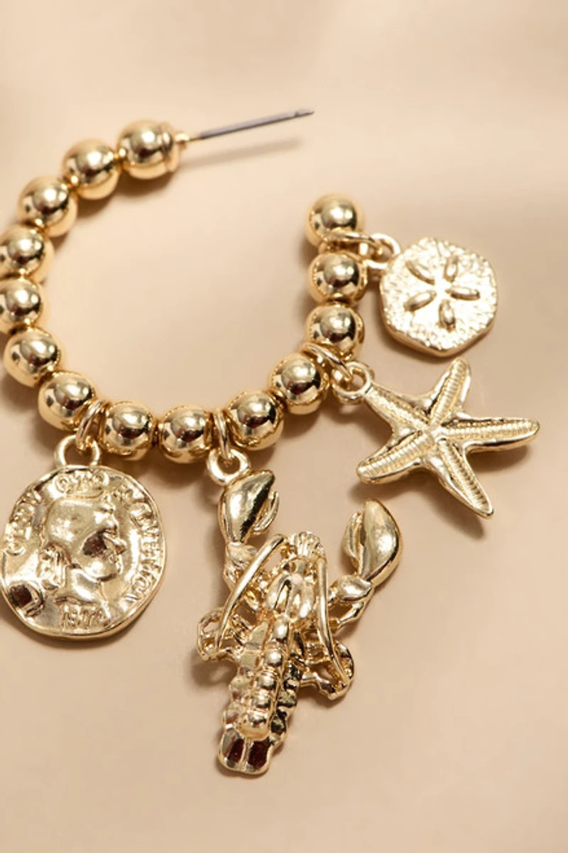 Candice Gold Bead Charm Earrings