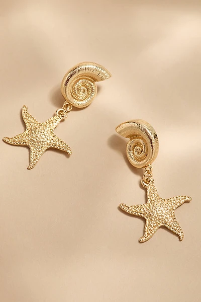 Elsa Starfish Swirl Drop Earrings