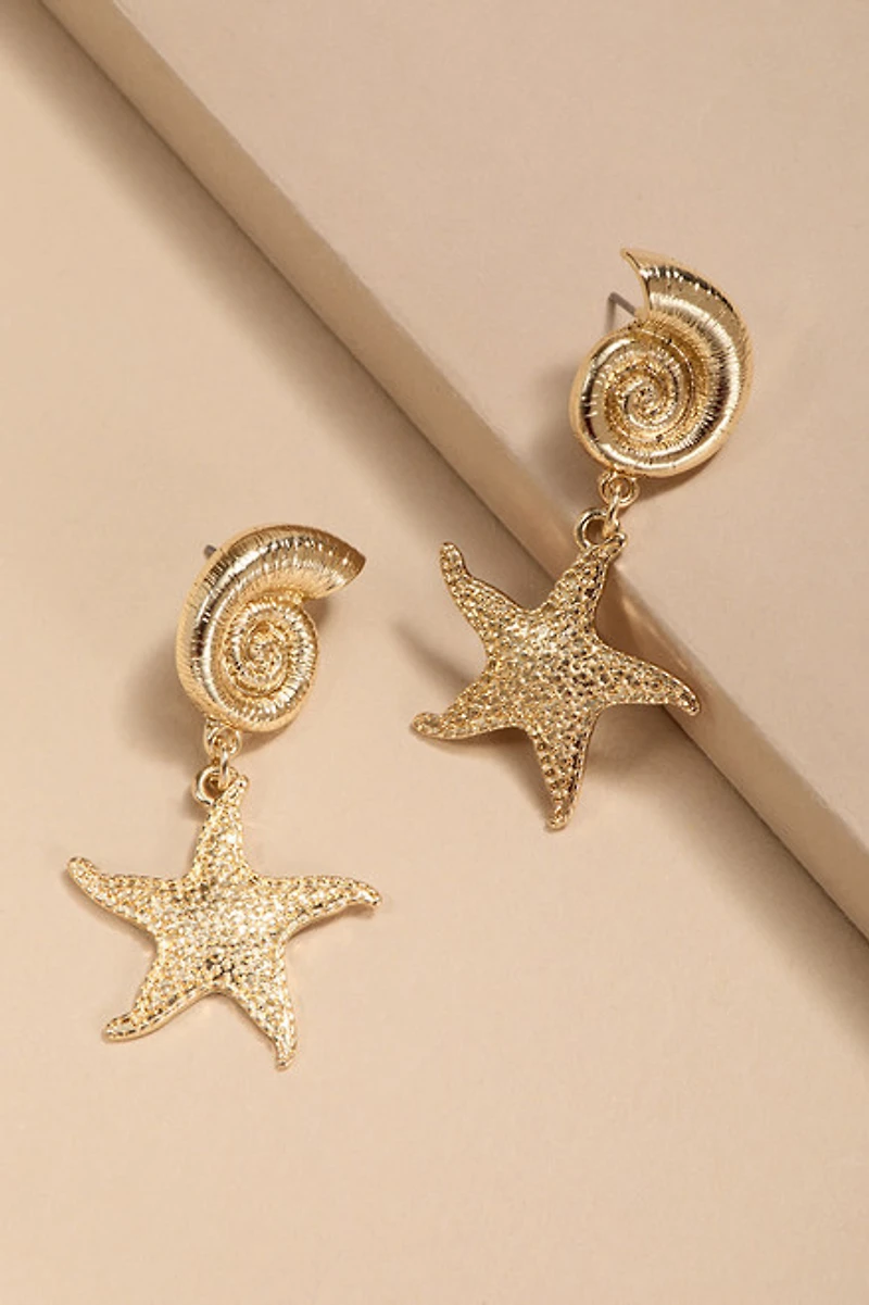 Elsa Starfish Swirl Drop Earrings