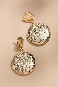 Reyna Embossed Locket Drop Earrings