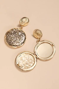 Reyna Embossed Locket Drop Earrings