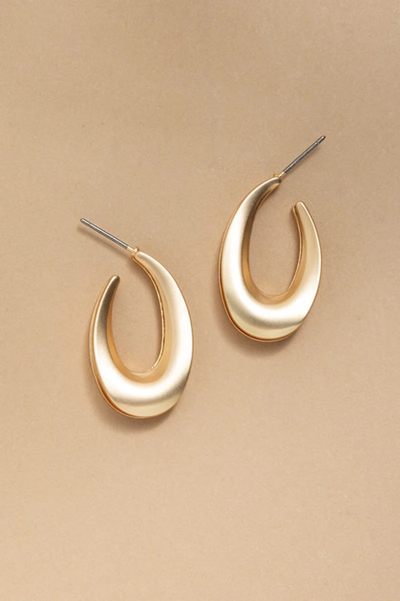Violet Satin Oval Hoop Earrings