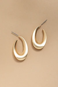 Violet Satin Oval Hoop Earrings
