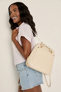 Rochelle Straw And Faux Leather Backpack