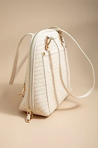 Rochelle Straw And Faux Leather Backpack