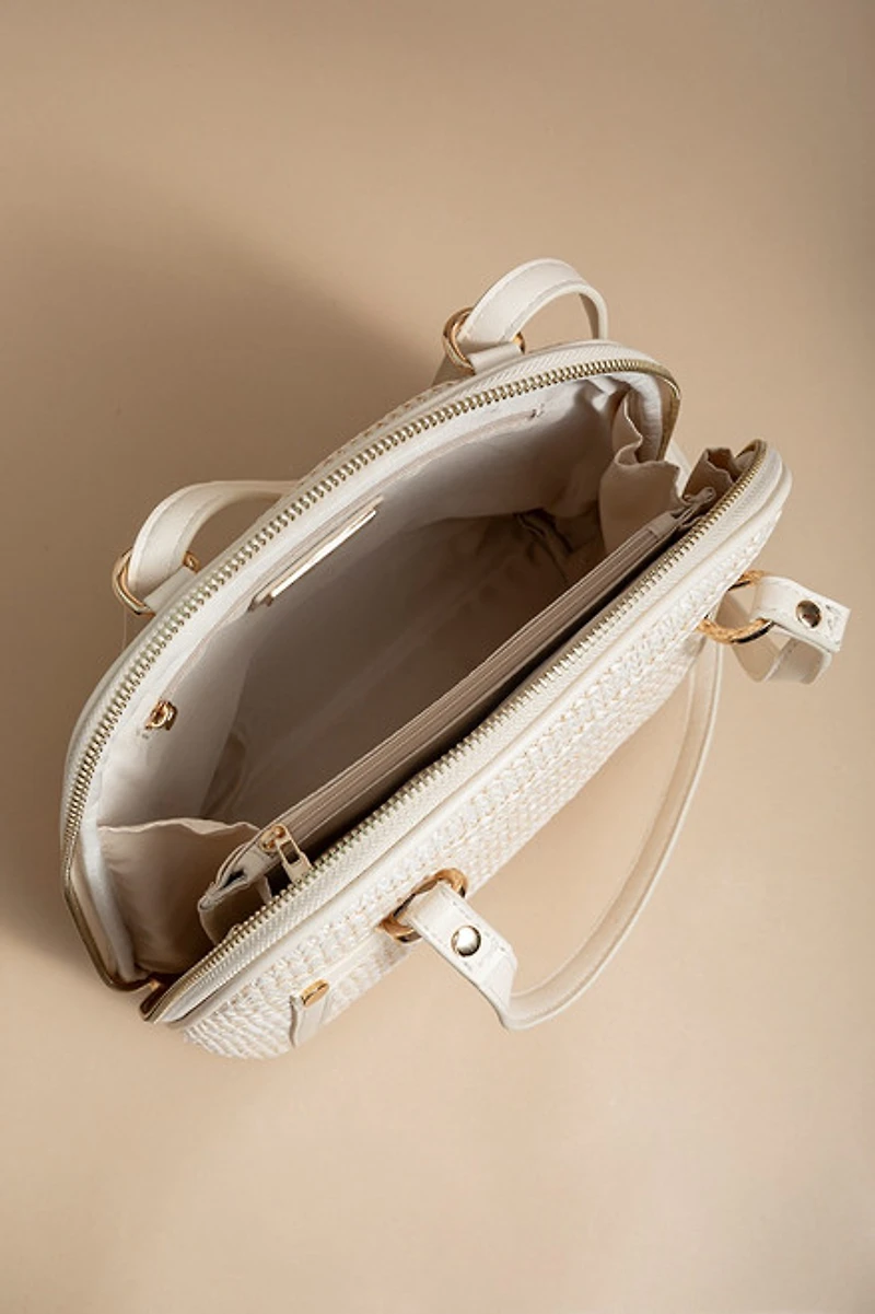Rochelle Straw And Faux Leather Backpack