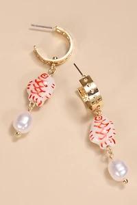 Dee Ceramic Fish Pearl Drop Earrings