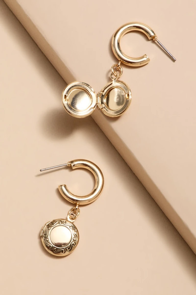 Anne Mini Locket Drop Earrings