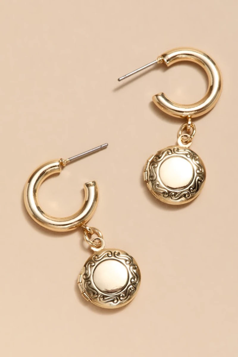Anne Mini Locket Drop Earrings