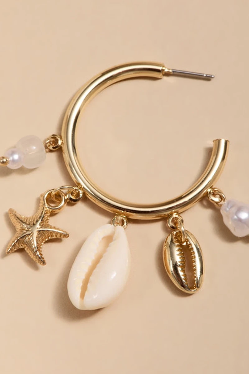 Erica Beach Charm Hoop Earrings