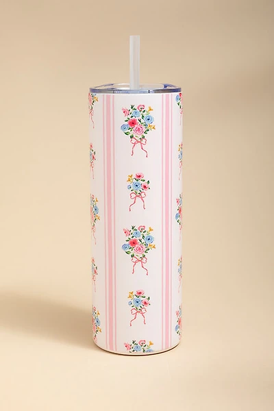 Floral Stripe Stainless Steel Tumbler